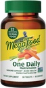 MegaFood One Multivitamine quotidienne pour les femmes et les hommes, supplément de soutien immunitaire avec nourriture réelle, vitamine C et vitamine B, santé osseuse, métabolisme de l'énergie cellulaire, végétarien, non-OGM, 60 comprimés