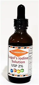 A2Z Iodine biologique de Lugol et Iodide de potassium 2% Solution 3000 mcg - Des gouttes de supplément liquide pour le soutien de la thyroïde pour les femmes et les hommes, la santé du métabolisme, Boost de détox -2 Fl Oz/Fabriqué aux États-Unis/Veme jour