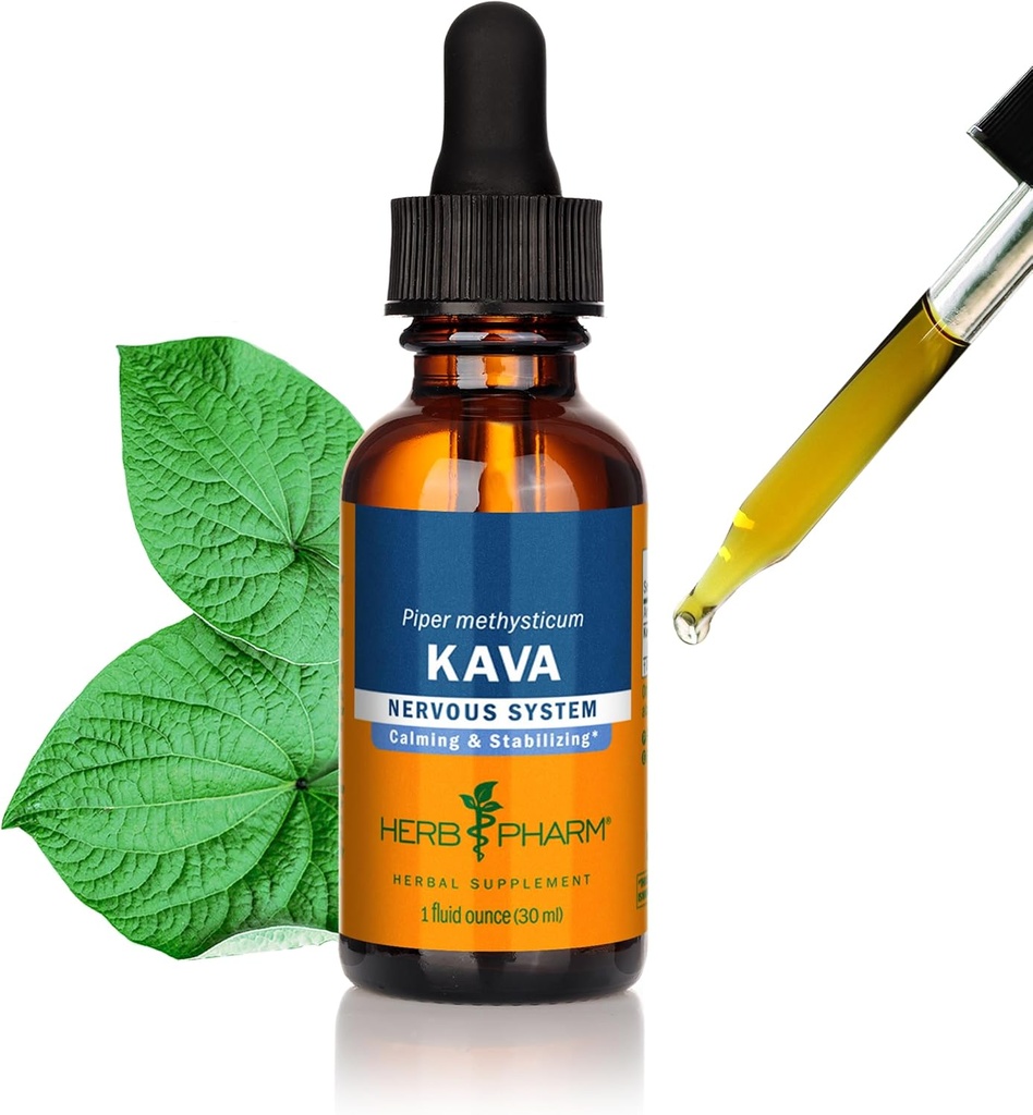 Extrait liquide de kava pour soulager le stress et se détendre*: Extrait de kava végétalien, Teinture de kava non-OGM pour une humeur calme et relaxante, sans gluten, 1 Oz