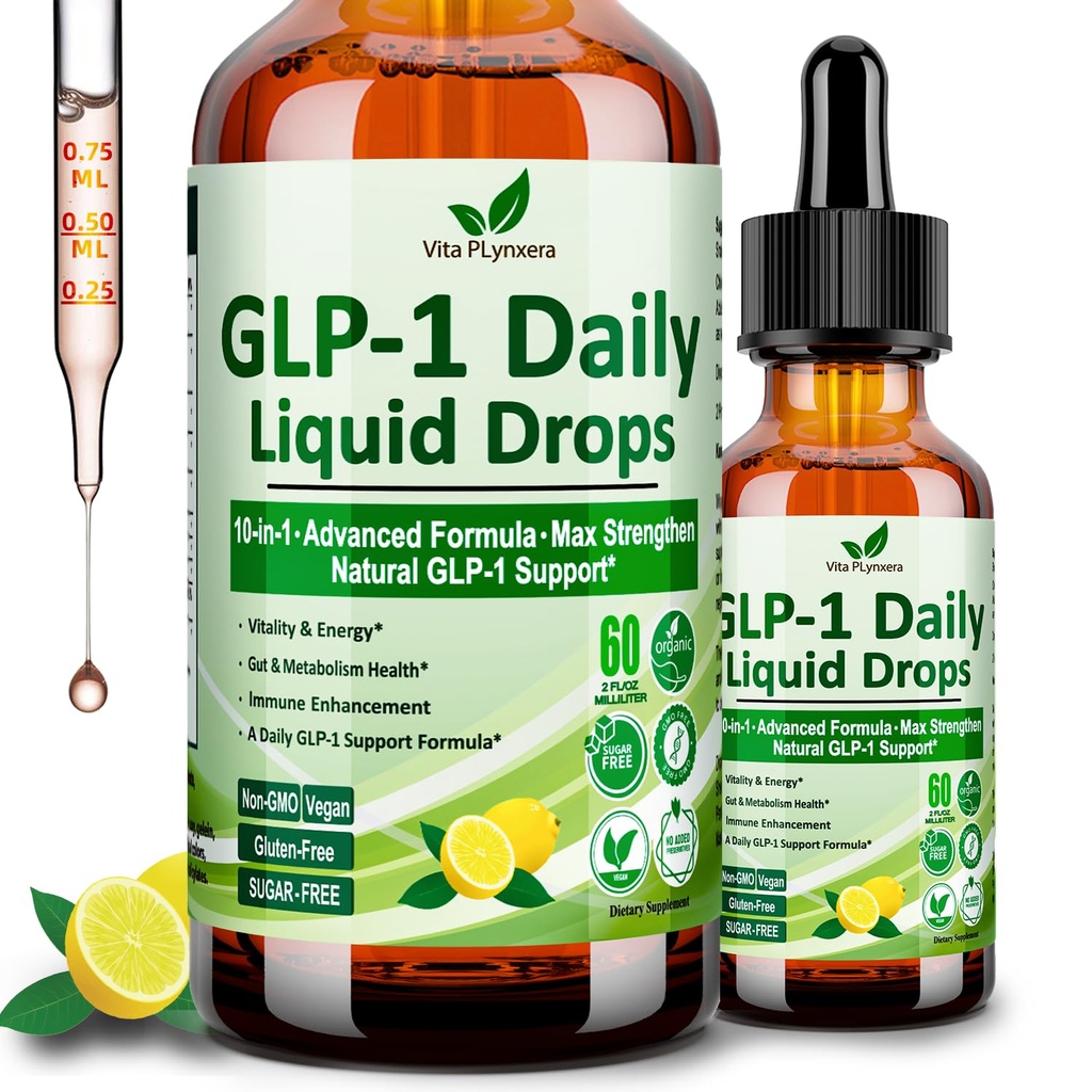 GLP-1 Support Liquid Drops, 10-in-1 Formula with Berberine, Ceylon Cinnamon, Prebiotic Fiber & Green Tea Extract | Support Healthy Metabolism, Digestive & Gut Health for Women & Men | Vegan, Non-GMO