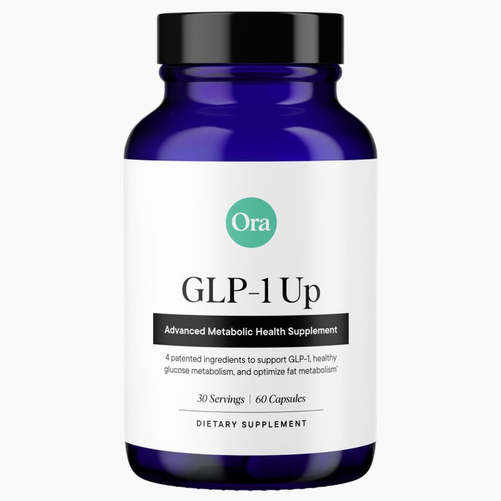 Ora GLP‑1 Up - Metabolic Support Supplement with 4 Clinically-Studied Patented Ingredients: Eriomin, Morosil, Reducose & Feiolix. Curb Cravings and Support Natural GLP-1 Production - 60 Capsules