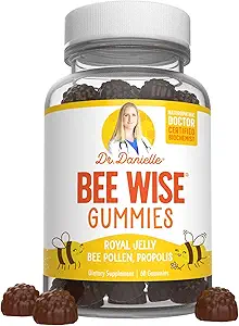 Docteur Danielle Bee Wise Gummies, Meilleur supplément de pollen d'abeille, Propolis, Royal Jelly, 60 Gummies