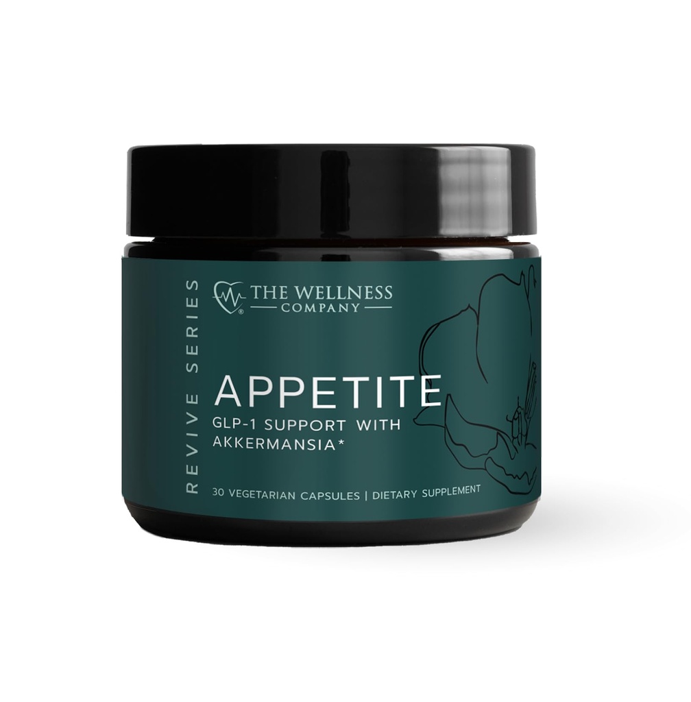 The Wellness Company Appetite – GLP1 Support, Craving Suppression, Hunger Control, Microbiome Balance - Akkermansia, Chicory, Saffron, Green Banana Starch