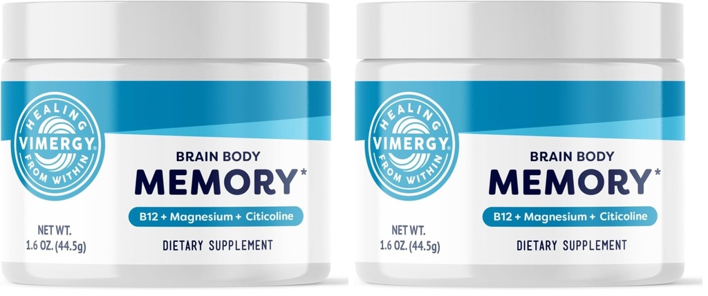 Vimergy Brain Body Memory* – Powers 5 Memory Types and 10 Benefits of Memory Function - Fast-Absorbing, only Three Ingredients - Non-GMO and Gluten Free - 1 Scoop for Ages 18+ (Pack of 2)