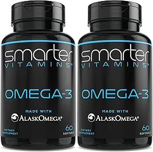 (2 Pack) Huile de poisson Omega 3 plus intelligente, saveur de baie, sans Burp, sans goût, 2000mg, Potent triple force DHA EPA Cerveau OMEGA3, fabriqué avec AlaskOmega®