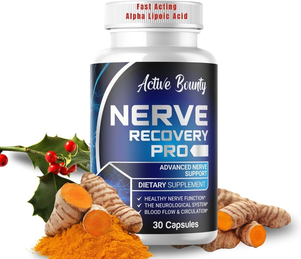 Nerve Recovery Pro – Supplément de soutien nerveux avec acide lipoïque alpha, curcuma et acétyl-L-Carnitine – soutient la fonction nerveuse saine, la circulation et le flux sanguin – 30 Capsules - 1 Pack