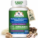 Cancer Sciences Organic Mushroom Supplement Capsules - 1500mg Complexe de champignons non-OGM Wellness 40% Beta-Glucans - Turkey Tail, Reishi, Cordyceps, Chaga Extrait pour le cerveau et le soutien immunitaire 120 Capsules