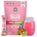 Salud 2-in-1 Skin + Beauty Drink Mix Packets, Strawberry Kiwi, Collagen Peptides with Verisol, Hyaluronic Acid, Vitamin C, Biotin + Lustriva, Hydration Sticks, Gluten Free, (15 Servings)