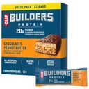 CLIF BUILDERS Barres protéinées - Chocolate Butter Flavor - 20g Protéines végétales - Sans gluten - Non-OGM - Faible glycémique - Pas d'édulcorants artificiels - Pack de valeur, 2,4 oz (12 Nombre)