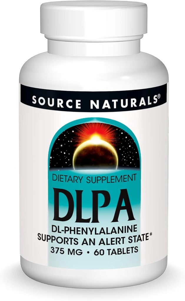 Source Naturals DLPA DL-Phenylalanine 375 mg Supplément qui appuie un État d'alerte - 60 comprimés