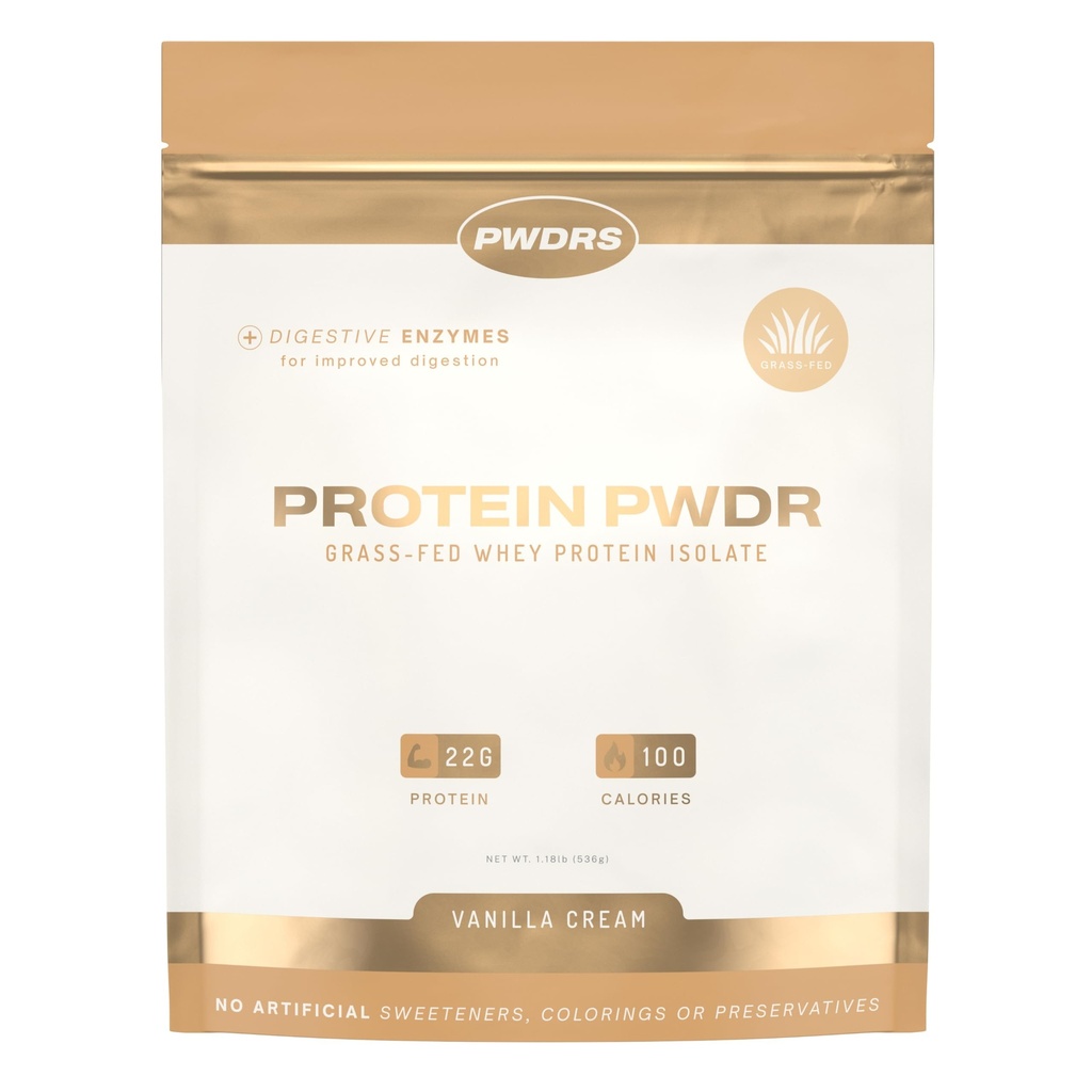 Protein Powder | 100% Grass-Fed Whey Protein Isolate | 22g of Protein, No Added Sugar | Non-GMO, Gluten Free, No Sucralose, All Natural | 1.25 lbs (Vanilla Cream)