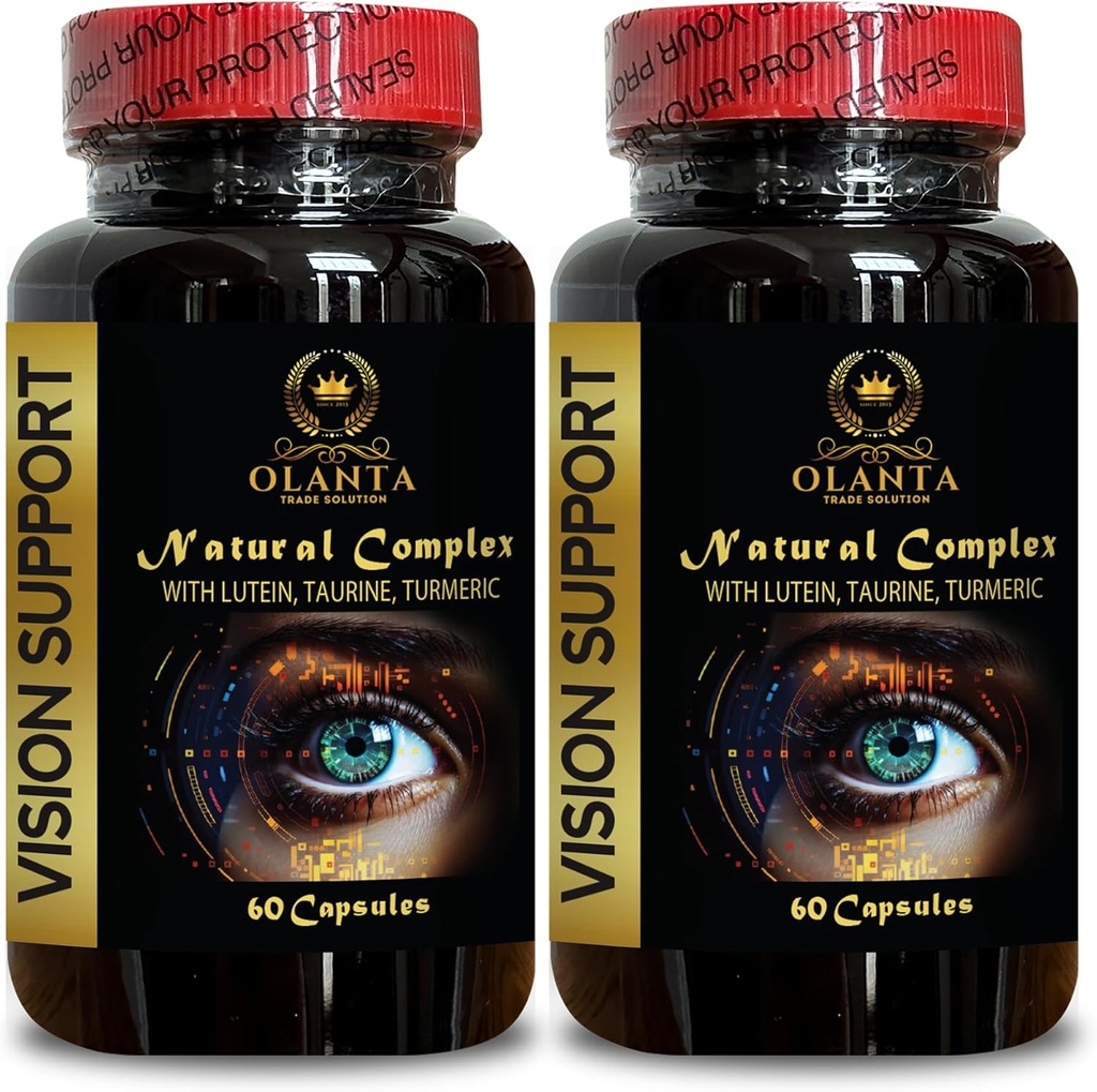 Vision Support Natural Formula - Organic Lutein Supplements - Natural Vision Support with Beta-Carotene & Antioxidants - 2 Bottles 120 Capsules