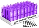 Monthly Pill Organizer 31 Day AM PM – Un mois cas de pilule pour les médicaments, vitamines et suppléments – Easy Open Daily Pill Box Organizer, 2 fois par jour distributeur de pilules, violet