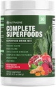 Complete Superfoods, Greens & Reds Blend*, vinaigre de cidre de pomme, mélange d'enzymes digestives*, mélange probiotique*, multivitamine* (grain de framboise - 30 portions)