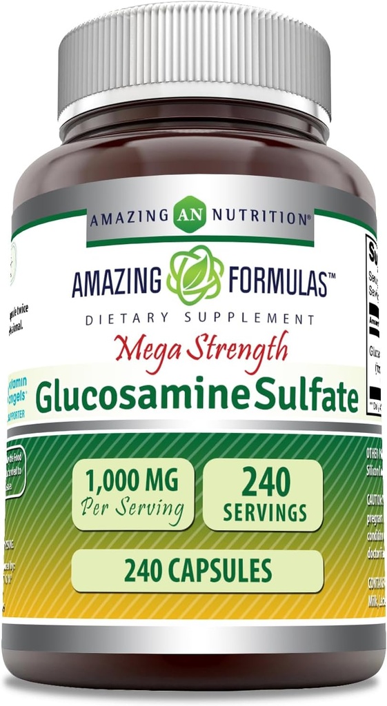 Formules étonnantes Sulfate de glucosamine 1000 mg Capsules Supplément: Non-GMO