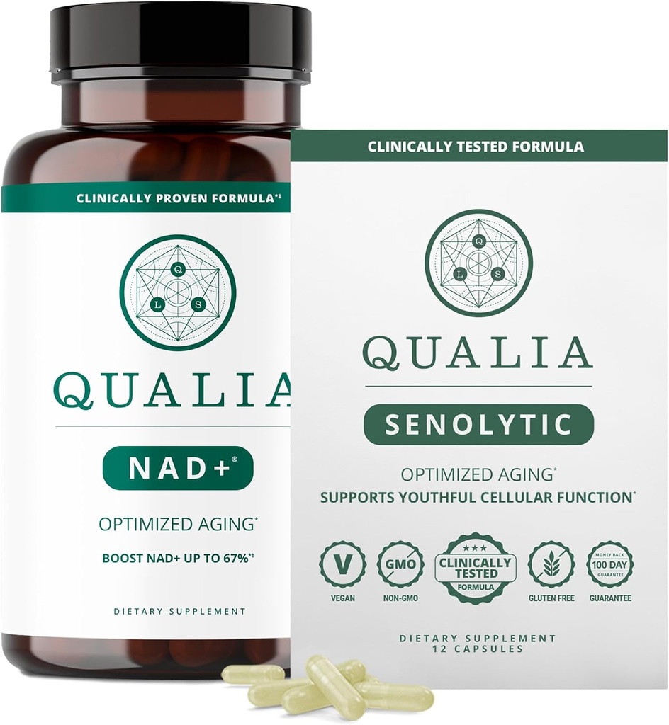 Qualia Life Sciences Bundle Qualia NAD+ & Qualia Senolytic, Clinically Tested Supplement, Can Boost NAD+, Aging Supplement
