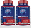 Neuro Plus Brain & Focus Formula - Nootropic Brain Booster Supplement, Supports Brain Health, Mental Clarity & Focus - Enhances Concentration & Mental Energy – 120 Capsules (2)