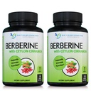 Berbérine avec Ceylan Cinnamon - 1200mg Berbérine et 100mg Ceylan biologique Cinnamon - 120 Capsules de Veggie, Système immunitaire en santé Coeur cardiovasculaire et bien-être gastro-intestinal (Pack de 2)