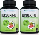 Berbérine avec Ceylan Cinnamon - 1200mg Berbérine et 100mg Ceylan biologique Cinnamon - 120 Capsules de Veggie, Système immunitaire en santé Coeur cardiovasculaire et bien-être gastro-intestinal (Pack de 2)