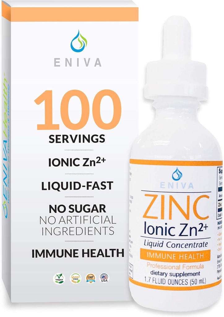 Supplément en zinc liquide Eniva gouttes de zinc concentré pour la santé immunitaire 1,7 oz