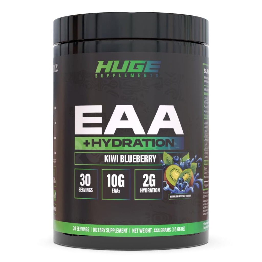 Supplément EAA énorme, poudre d'aminoacides essentiels les plus dosés, 12,85g EAA et 8g BCAA par portion, maximiser la croissance musculaire, la récupération et la performance (Kiwi Blueberry, 17,73 Oz.)
