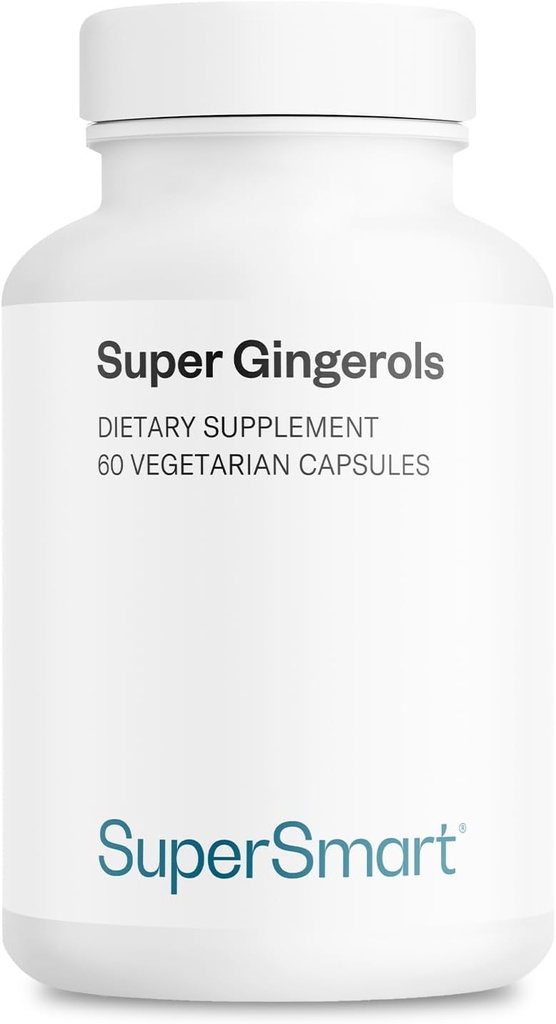 Supersmart - Super Gingerols 400mg par jour (High Potency 20% Gingerol) - Supplément d'extrait de racine de gingembre sans OGM et sans gluten - 60 capsules végétariennes