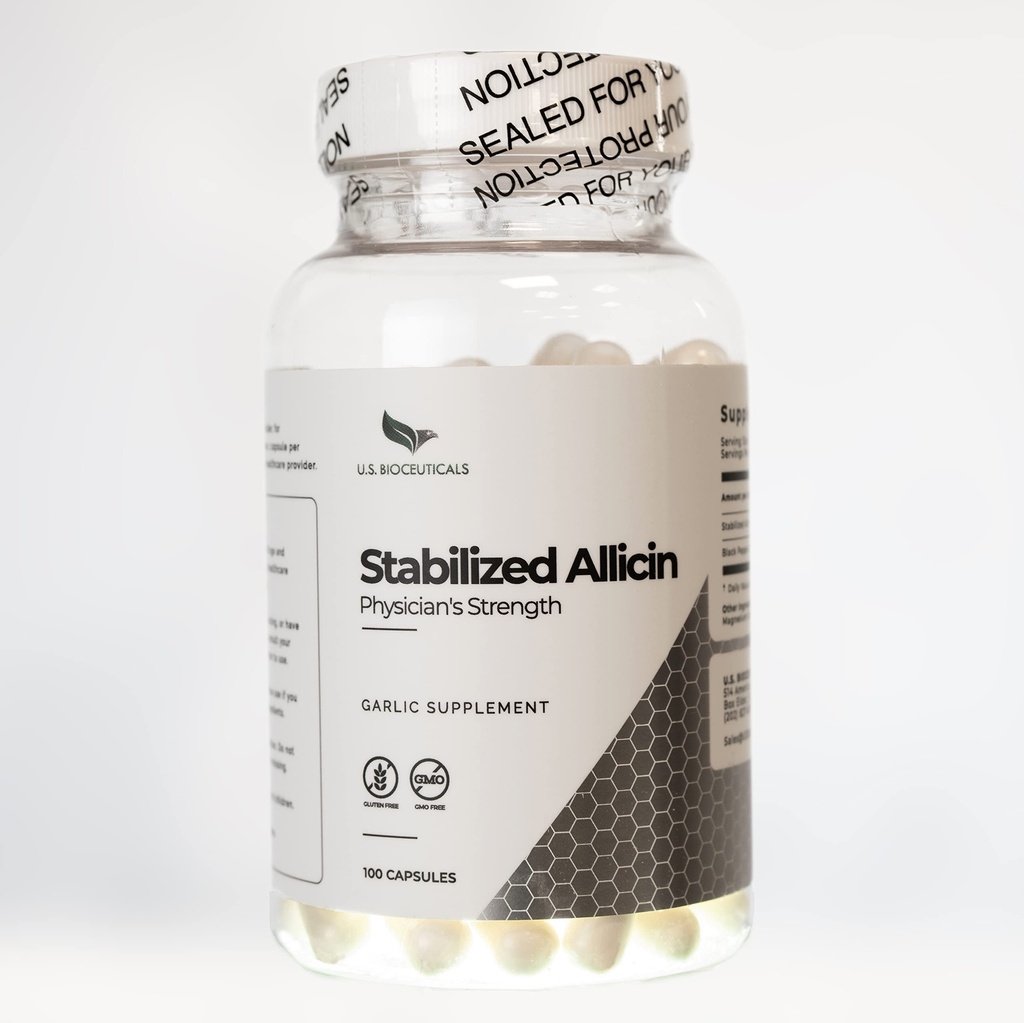 Allicine stabilisée (non-OGM) - 700 000 mcg Allicine par bouteille - Testé en laboratoire - Fabrication certifiée cGMP