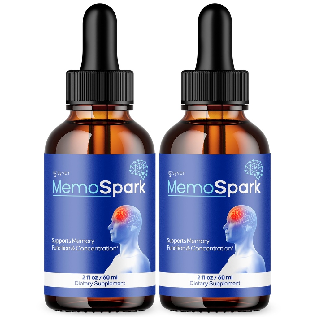 (2 Pack) Memo Spark Drops, Official MemoSpark Drops with All Natural Ingredients, Memo Spark Advanced Optimal Brain Health & Mind Wellness Support with Premium Vitamins for Women & Men (60 Servings)