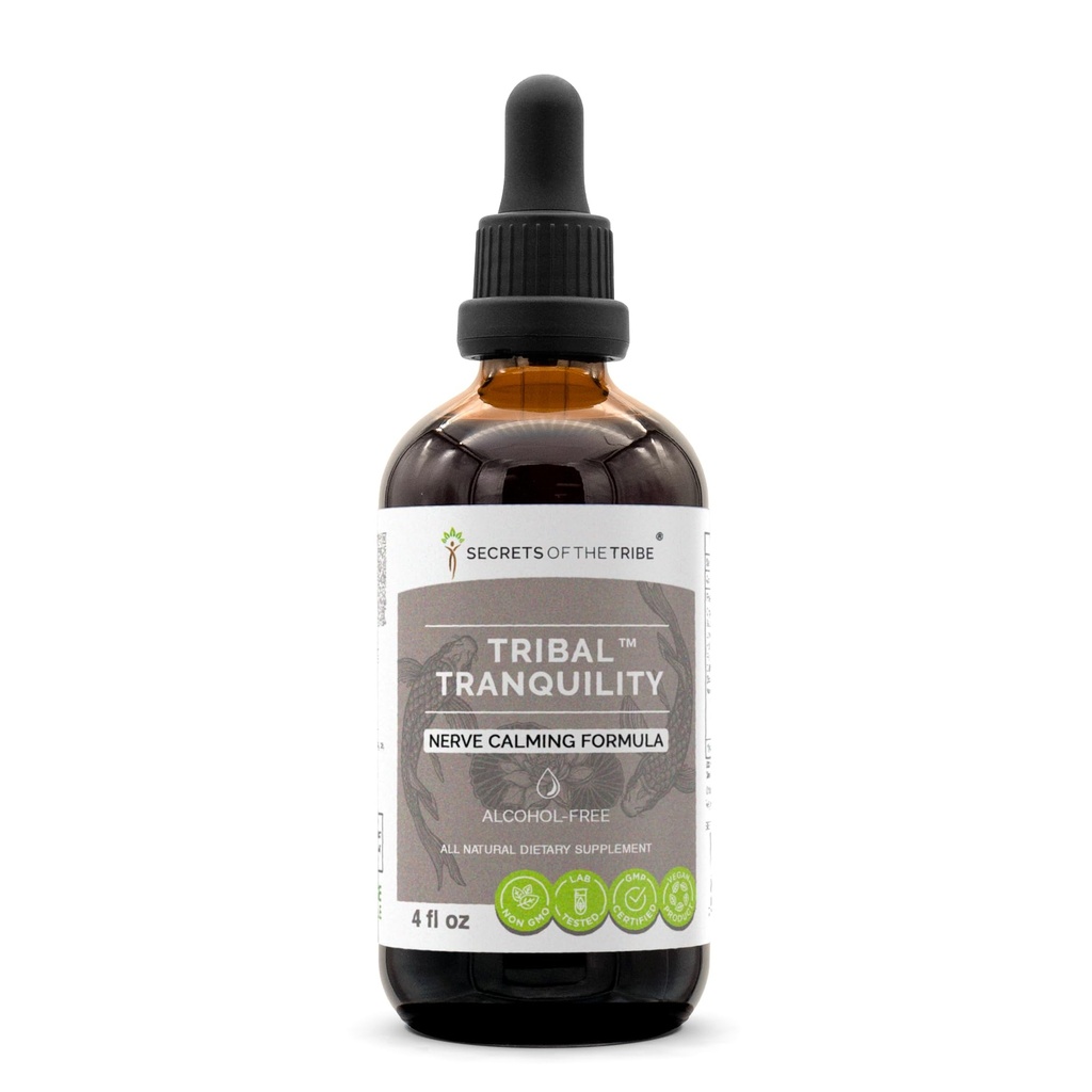Secrets of the Tribe - Tribal Tranquility, Nerve Calming Formula, Herbal Supplement Blend Drops Alcohol-Free Liquid Extract (4 fl oz)