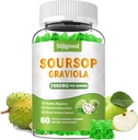 Sugar Free Soursop Graviola Gummies - Organic Soursop Leaves & Fruit Extract - Digestive Aid, Immune Support & Antioxidant Properties - 60 Apple Flavored Gummies