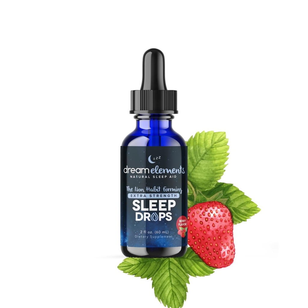 Liquid Sleep Drops – Extra Strength Natural Sleep Aid with Melatonin, L-Theanine, Valerian, and Magnesium – Fast-Acting, Non-Habit Forming, Berry Flavor, 2oz