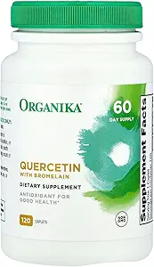 Organika Quercetin avec supplément de bromelain (120 comprimés): supplément de bromelain à haute absorption pour les défenses, allergies saisonnières, mobilité, et Clear Airways
