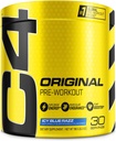 Cellucor C4 Poudre de pré-entraînement originale ICY Razz bleu de la vitamine C pour le soutien immunitaire de sucre gratuit énergie de pré-entraînement pour les hommes et les femmes de 150mg caféine + Beta Alanine + Créatine de 30 portions