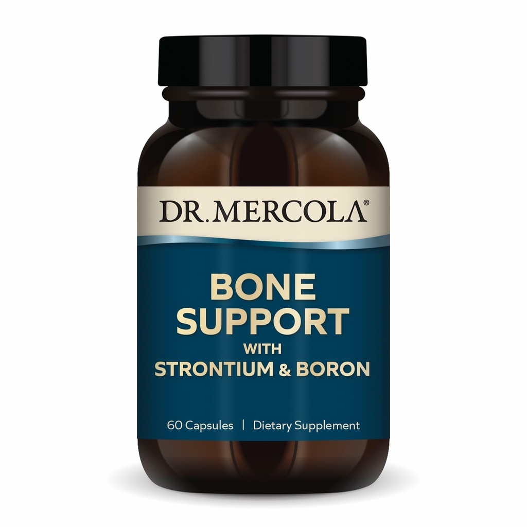 Dr. Mercola Bone Support with Strontium & Boron - Supports Bone Strength - Silica, Manganese & Trace Minerals - Non-GMO, Gluten-Free & Soy-Free - 60 Capsules (30 Servings)