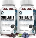 Gummies Himalayan Shilajit avec 85+ Trace Minerals & Fulvic Acid for Energy, Immune, Soutien cognitif Supplément Shilajit naturel pur haute puissance pour hommes et femmes 60 Gummies (2 Packs)