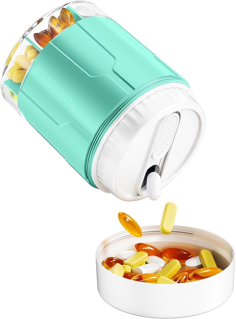 Odaro Extra Large Pill Organizer, Travel Pill Box Organizer, Daily Medicine Organizer et stockage 7 Compartiment pour tenir la médecine, la vitamine et le supplément - Cyan