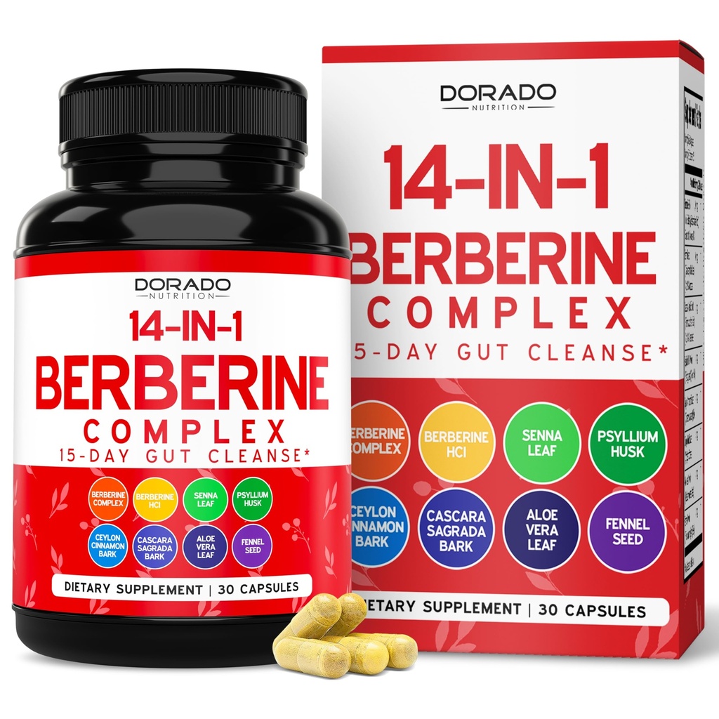 GLP-1 Supplement for Women & Men (30 Count) GLP1 Berberine 15 Day Gut Cleanse Detox & Cleanse Metabolism Support with Ceylon Cinnamon , Senna Leaf & More - Third Party Tested , Vegan Safe - USA Made