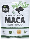 The Food Movement Co. Black Maca 8 oz poudre d'aliments crus - bio, non-OGM, végétalien, sans gluten - supplément de racine de maca noir pour le bien-être du corps entier