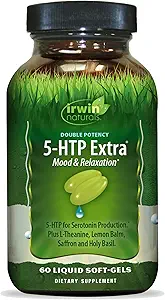 Irwin Naturals Double puissance 5-HTP Extra - 60 Liquid Soft-Gels, pack de 3 - pour la relaxation et la production de sérotonine - 90 Total des portions