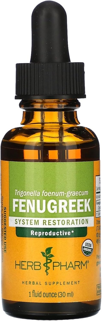 Extrait liquide fenugréek biologique certifié Herb Pharm pour le soutien reproducteur féminin - 1 once (DFENU01)