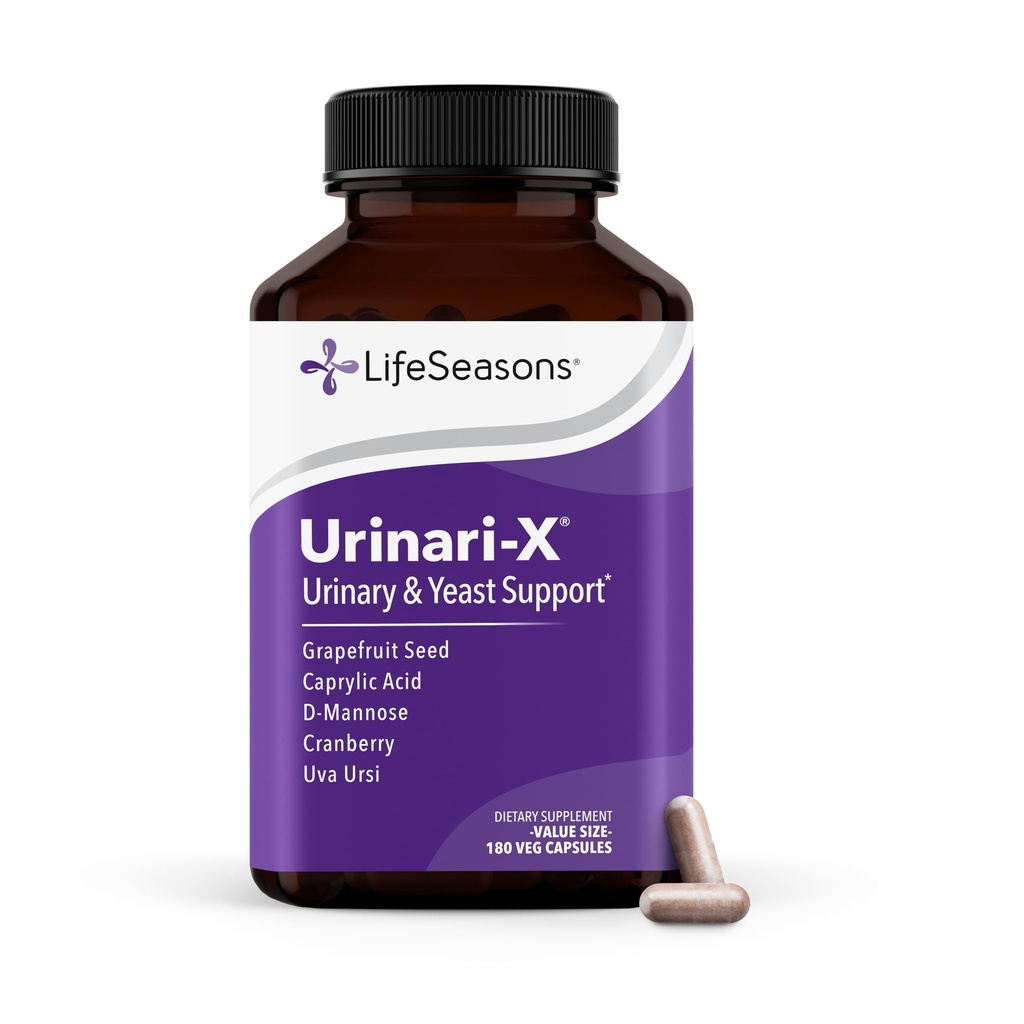 Urinari-X - Soutien du trac urinaire - Relief UTI à action rapide - Supplément de vitamine pour une fonction et une immunité saines de la vésicule - D-Mannose, canneberge, acide caprylique, Uva Ursi et pamplemousse - 180 capsules