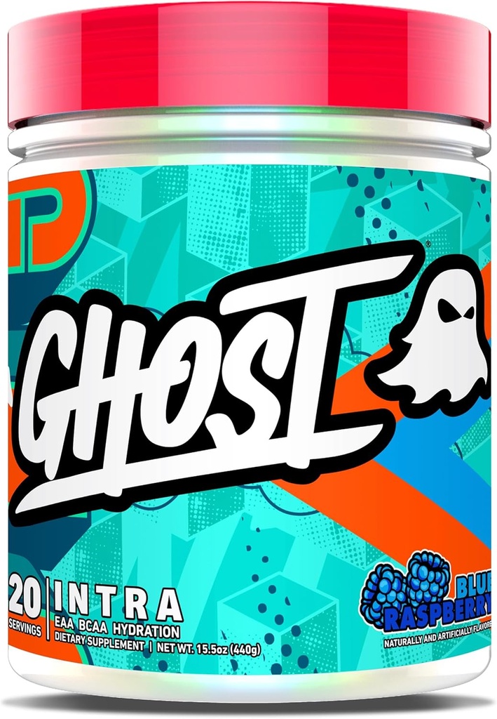 GHOST Poudre intra-entraînement, framboise bleue - BCAA, et AAE, Nootropics et Hydratation - Acides aminés essentiels et de la chaîne de branches, soutient la récupération musculaire et focus - Poudres avant, intra et post-entraînement