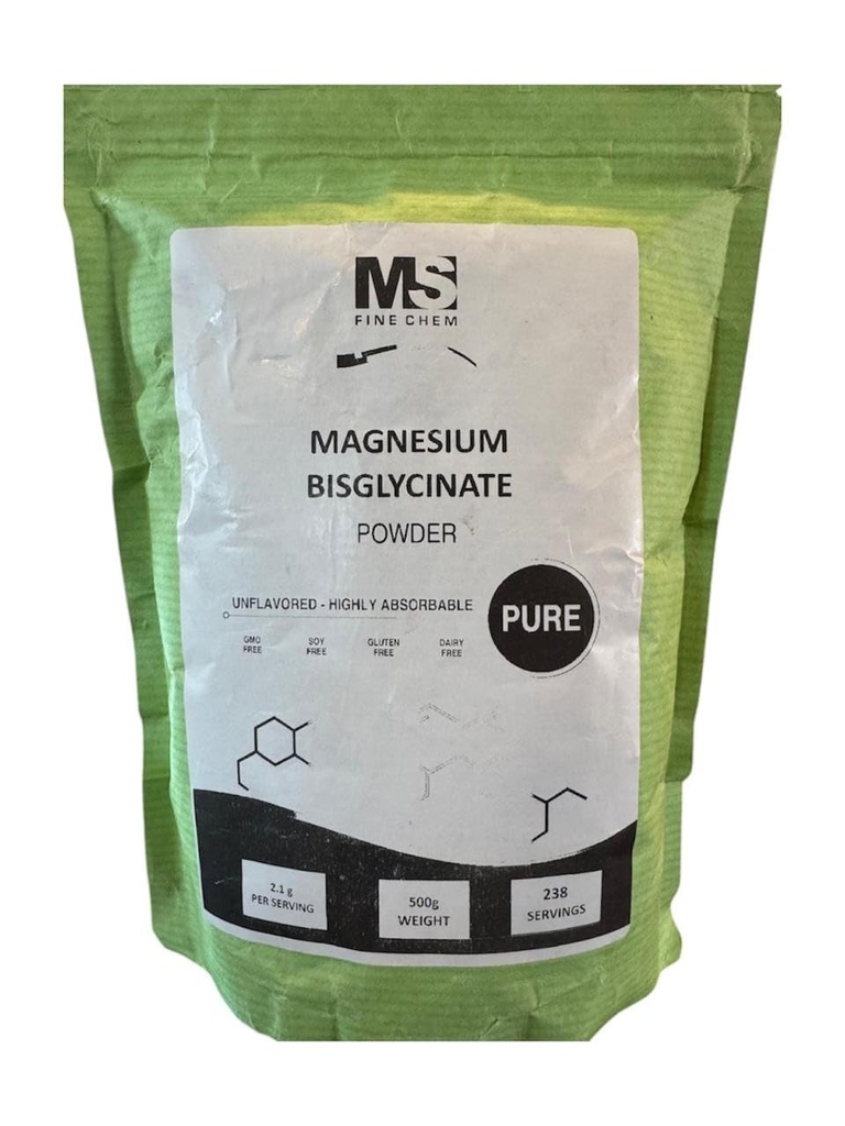 Magnesium Bisglycinate Powder – High Absorption Chelated Magnesium Supplement, Unflavored, Gentle on Stomach, Daily Mineral Support, 500 g (17.6 oz)