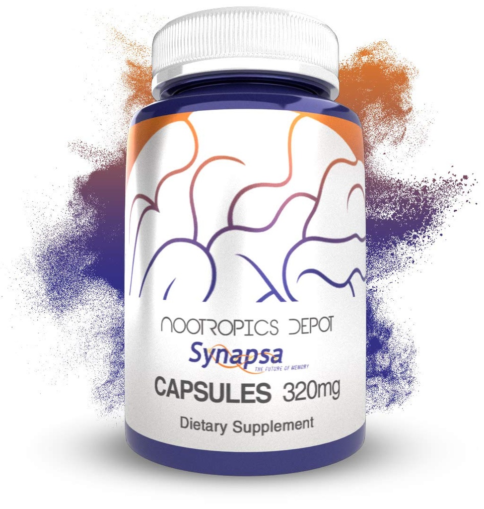Nootropics Depot Synapsa Bacopa Monnieri Capsules de 320mg de Count de 180 Extrait de plante entier de l'herbe ayurvédique de supplément adaptogène pour améliorer l'apprentissage, la mémoire et la performance mentale