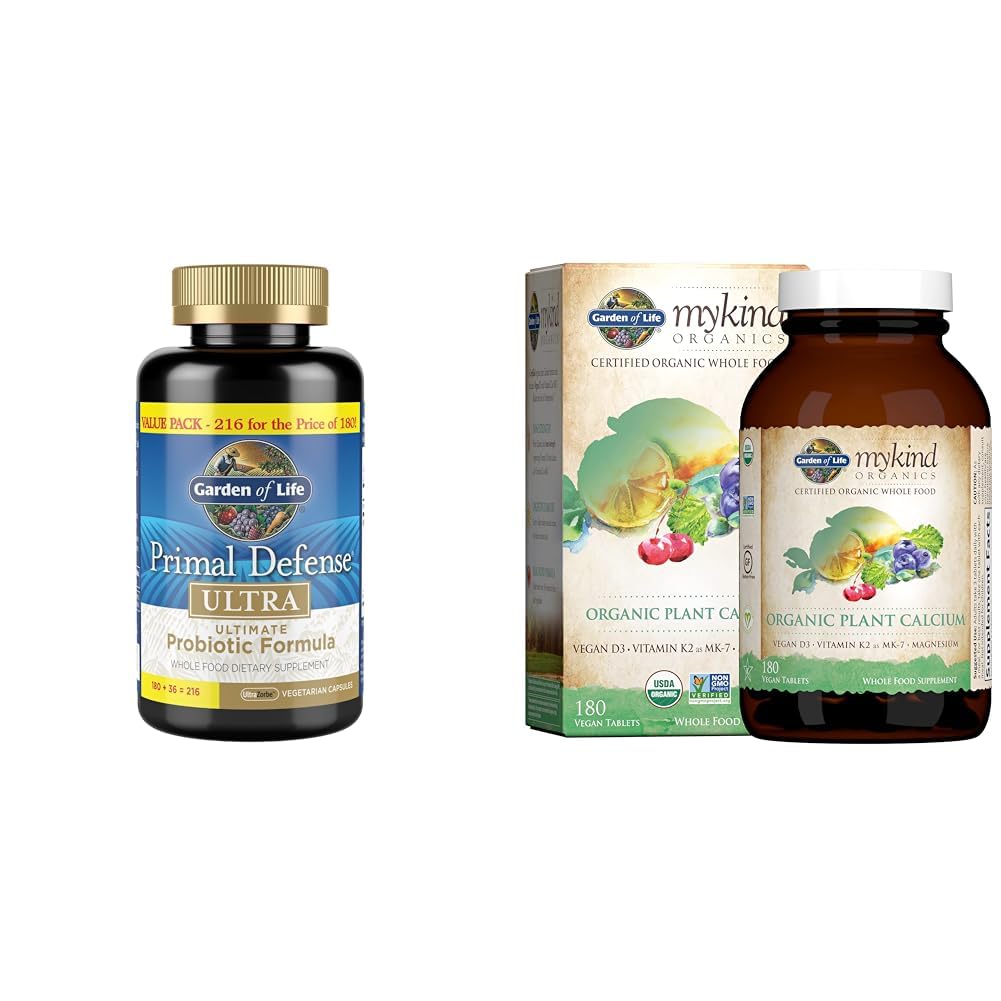 Garden of Life Probiotics and Organic Plant Calcium - 216 Capsules & 60 Tablets