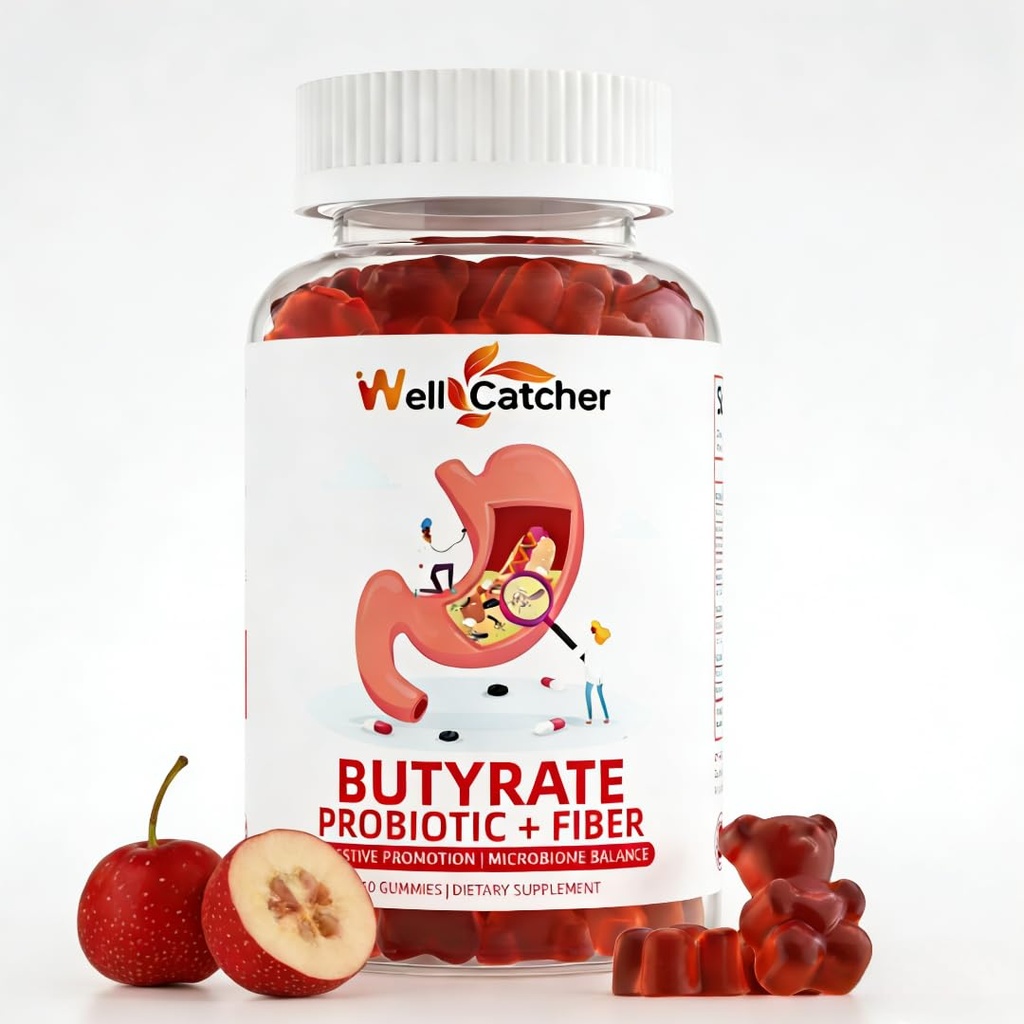 Butyrate Gummies Gut Supplément de santé: Butyrate avec Probiotique et prébiotique Fibre Gummies pour les femmes Hommes Sans sucre Digestion & Énergie Métabolisme Soutien Vegan Hawthorn Flavor 30 jours d'approvisionnement