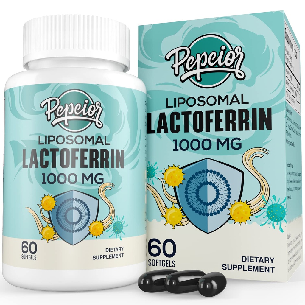 Lactoferrine bovine liposomique 1000 mg - Absorption supérieure - pour l'absorption du fer et la fonction immunitaire Lactoferrine suppléments pour adultes, 60 Softgels