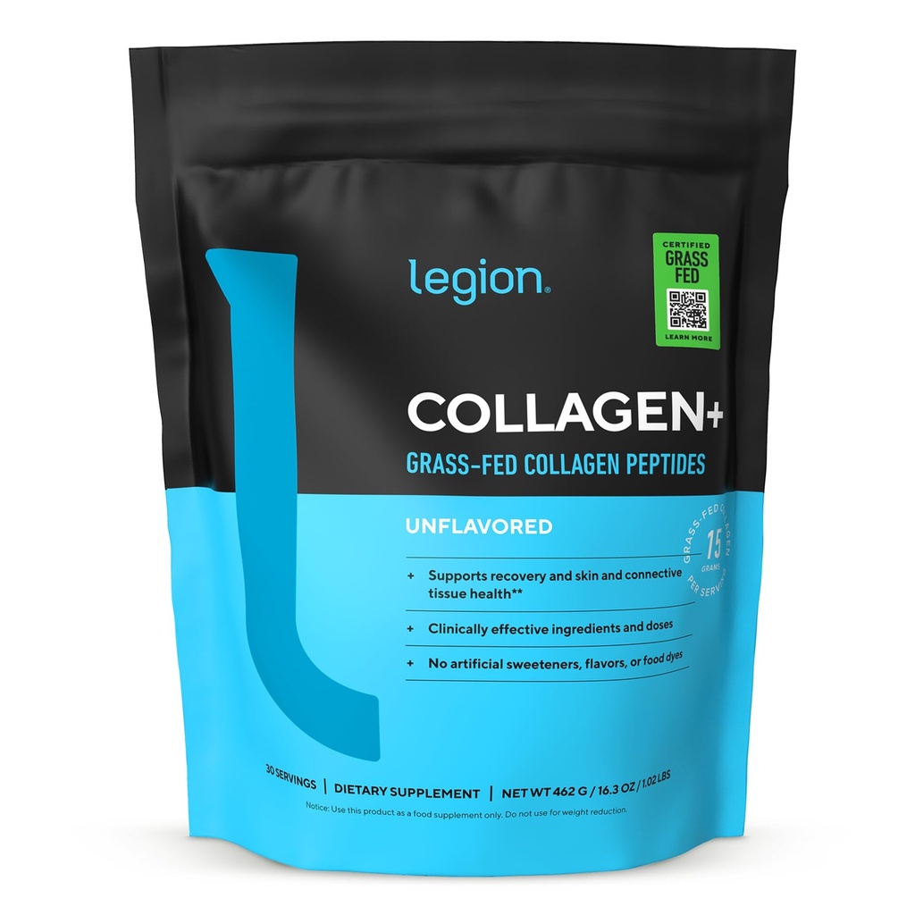 LEGION Athletics Hydrolyzed Collagen Peptides Powder - Solugel Ultra BD Bovine Collagen with Vitamin C - Joint, Skin, and Nail Support - Unflavored, 30 Servings