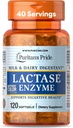 Puritan's Pride Lactase Enzyme, Lait et Digestant Lait et Dairy, Soutien de complément alimentaire pour la digestion, et Soutien d'énergie cellulaire, 40 jours d'approvisionnement, 120 Softgels