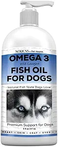 Nodens Natural Fish Oil for Dogs 100% Pure Omega 3 Fish Oil Liquid Dog Skin & Coat Supplement, Réduisez Shedding et démangeaisons. Omega 3 Acides gras EPA & DHA pour les articulations de chiens, le support immunitaire et la digestion